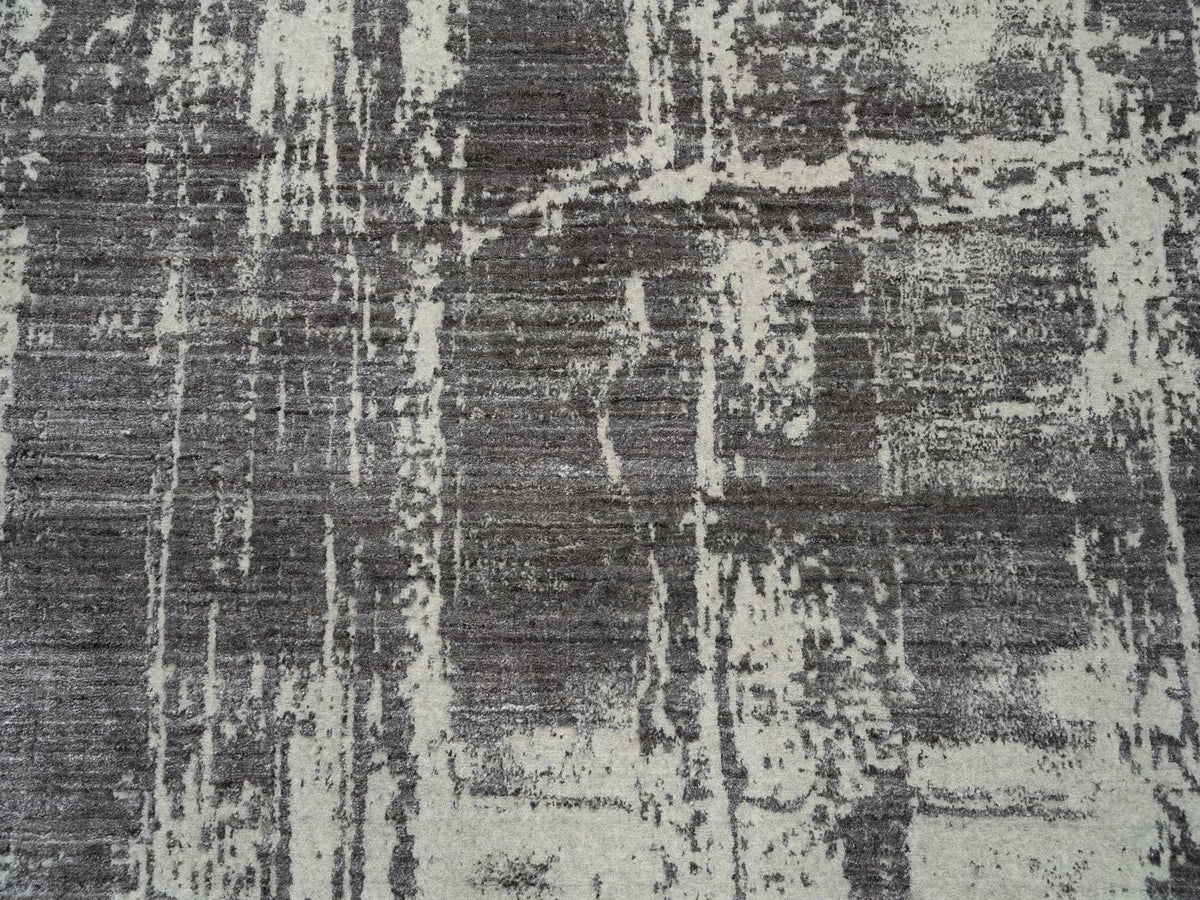 Modern / Contemporary hand-knotted wool/silk rug in Black, 9' x 12' — SKU O063747 (view 8)