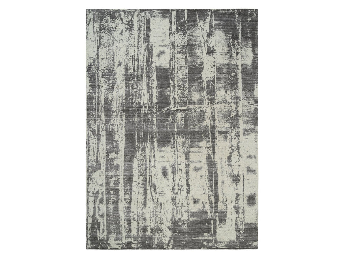 Modern / Contemporary hand-knotted wool/silk rug in Black, 9' x 12' — SKU O063748