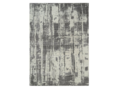 Modern / Contemporary hand-knotted wool/silk rug in Black, 9' x 12' — SKU O063748
