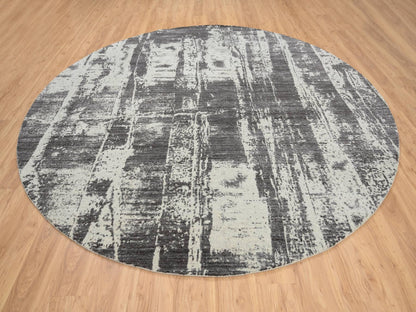 Modern / Contemporary hand-knotted wool/silk rug in Black, 10' x 10' — SKU O063749 (view 3)