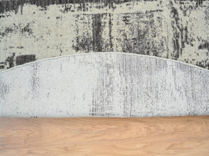 Modern / Contemporary hand-knotted wool/silk rug in Black, 10' x 10' — SKU O063749 (view 5)
