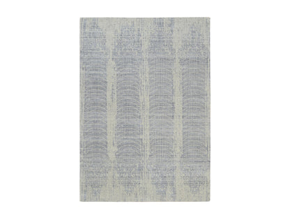Grey 6'0" x 9'0" Modern / Contemporary Handloom Wool/Silk Rug - Sku: O063753