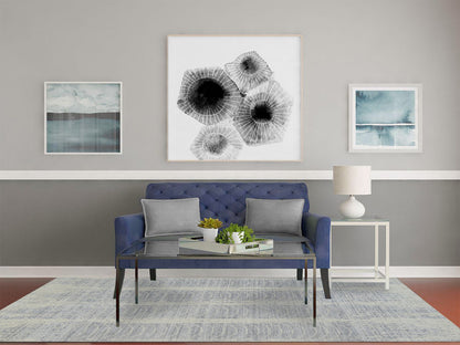 Grey 6'0" x 9'0" Modern / Contemporary Handloom Wool/Silk Rug - Sku: O063753