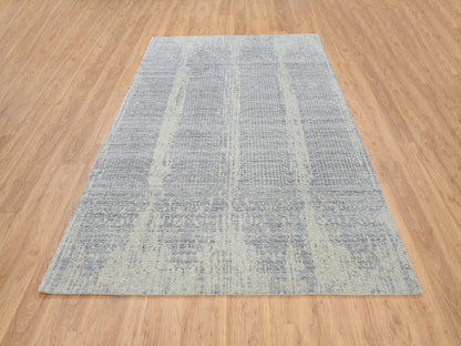 Grey 6'0" x 9'0" Modern / Contemporary Handloom Wool/Silk Rug - Sku: O063753