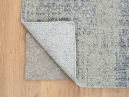 Grey 6'0" x 9'0" Modern / Contemporary Handloom Wool/Silk Rug - Sku: O063753