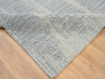 Grey 6'0" x 9'0" Modern / Contemporary Handloom Wool/Silk Rug - Sku: O063753