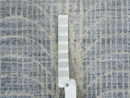 Grey 6'0" x 9'0" Modern / Contemporary Handloom Wool/Silk Rug - Sku: O063753