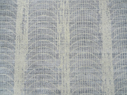 Grey 6'0" x 9'0" Modern / Contemporary Handloom Wool/Silk Rug - Sku: O063753