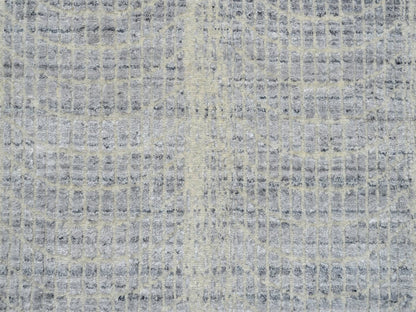 Grey 2'6" x 12'0" Modern / Contemporary Handloom Wool/Silk Rug - Sku: O063755