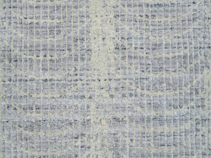 Grey 2'6" x 10'0" Modern / Contemporary Handloom Wool/Silk Rug - Sku: O063756