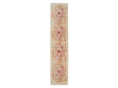 Pink 2'6" x 11'10" Modern / Contemporary Hand knotted Wool/Silk Rug - Sku: O063760