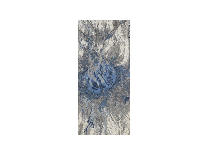 Modern / Contemporary hand-knotted wool/art silk runner in Blue, 2'6" x 6'2" — SKU O063763