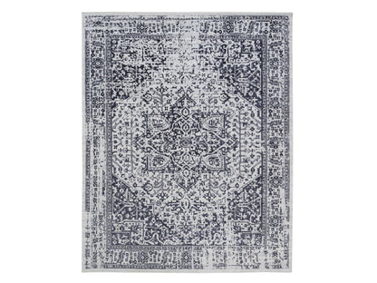 Heriz Heriz hand-knotted wool/silk rug in Black & Ivory, 8' x 10' — SKU O063787