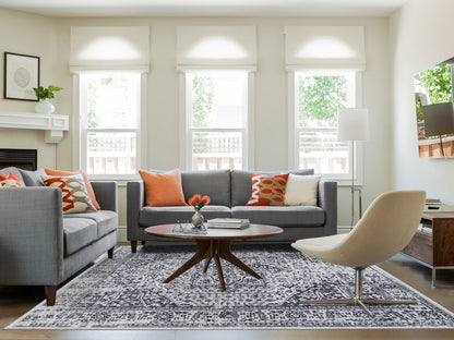 Heriz Heriz hand-knotted wool/silk rug in Black & Ivory, 8' x 10' — SKU O063787 (view 2)