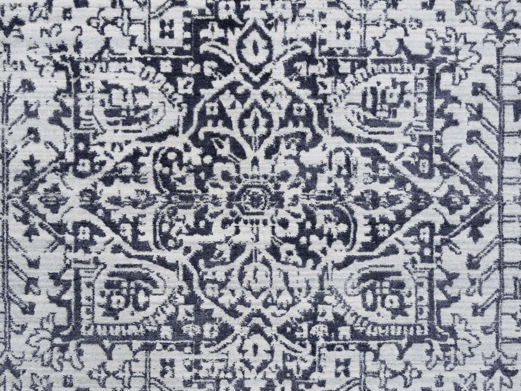Heriz Heriz hand-knotted wool/silk rug in Black & Ivory, 8' x 10' — SKU O063787 (view 9)