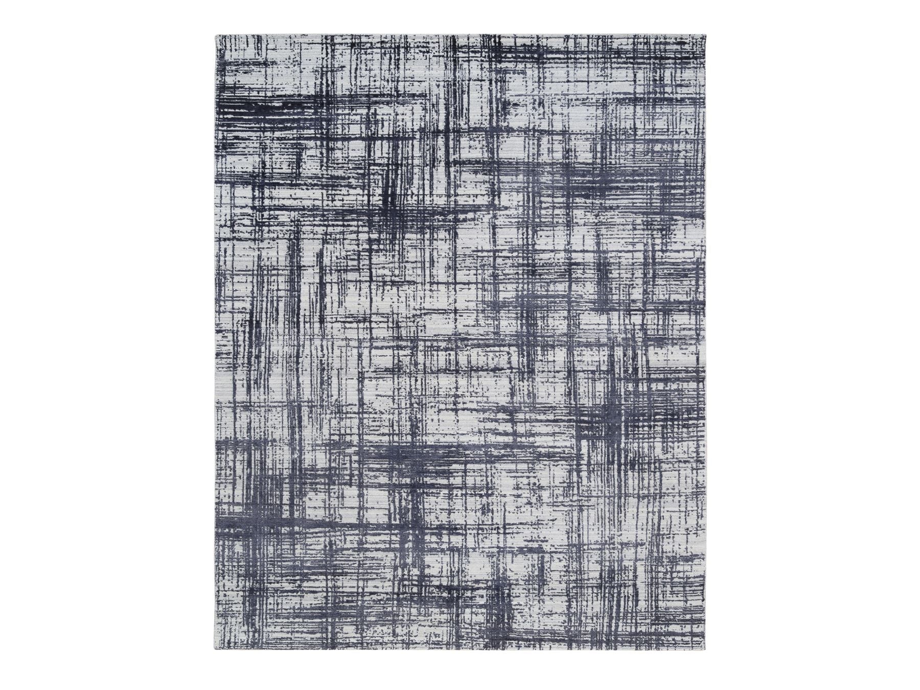 Modern / Contemporary hand-knotted wool/silk rug in Black, 7'10" x 10' — SKU O063788