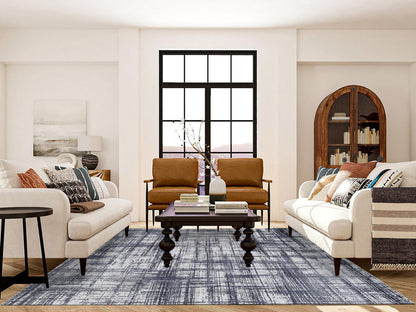 Modern / Contemporary hand-knotted wool/silk rug in Black, 7'10" x 10' — SKU O063788 (view 2)