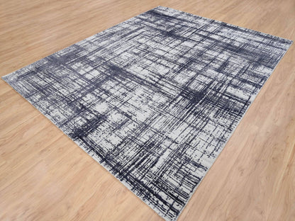 Modern / Contemporary hand-knotted wool/silk rug in Black, 7'10" x 10' — SKU O063788 (view 4)