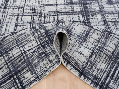 Modern / Contemporary hand-knotted wool/silk rug in Black, 7'10" x 10' — SKU O063788 (view 6)