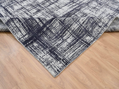 Modern / Contemporary hand-knotted wool/silk rug in Black, 7'10" x 10' — SKU O063788 (view 7)