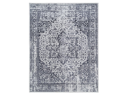 Heriz Heriz hand-knotted wool/silk rug in Black & Ivory, 9' x 11'10" — SKU O063790