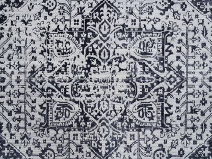 Heriz Heriz hand-knotted wool/silk rug in Black & Ivory, 9' x 11'10" — SKU O063790 (view 8)