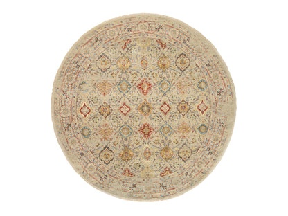 Beige 8'9" x 8'9" Transitional Hand knotted Wool/Silk Rug - Sku: O063792