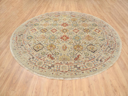 Beige 8'9" x 8'9" Transitional Hand knotted Wool/Silk Rug - Sku: O063792