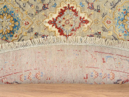Beige 8'9" x 8'9" Transitional Hand knotted Wool/Silk Rug - Sku: O063792