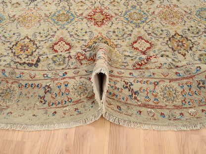 Beige 8'9" x 8'9" Transitional Hand knotted Wool/Silk Rug - Sku: O063792