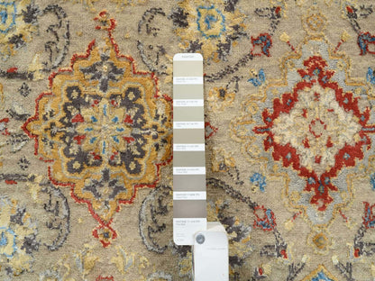 Beige 8'9" x 8'9" Transitional Hand knotted Wool/Silk Rug - Sku: O063792