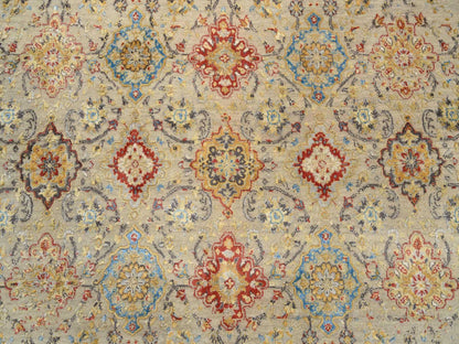 Beige 8'9" x 8'9" Transitional Hand knotted Wool/Silk Rug - Sku: O063792