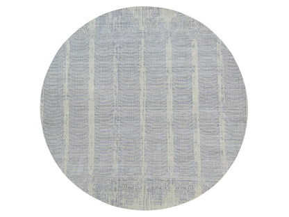 Grey 12'0" x 12'0" Modern / Contemporary Hand knotted Wool/Silk Rug - Sku: O063793