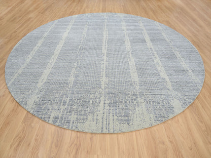 Grey 12'0" x 12'0" Modern / Contemporary Hand knotted Wool/Silk Rug - Sku: O063793