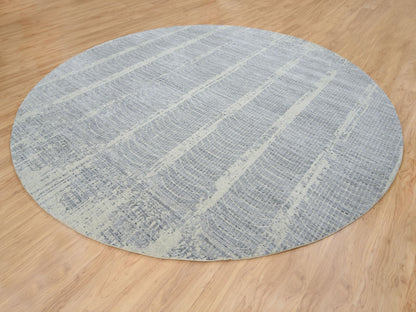 Grey 12'0" x 12'0" Modern / Contemporary Hand knotted Wool/Silk Rug - Sku: O063793