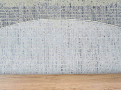 Grey 12'0" x 12'0" Modern / Contemporary Hand knotted Wool/Silk Rug - Sku: O063793