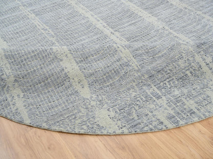 Grey 12'0" x 12'0" Modern / Contemporary Hand knotted Wool/Silk Rug - Sku: O063793
