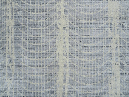 Grey 12'0" x 12'0" Modern / Contemporary Hand knotted Wool/Silk Rug - Sku: O063793