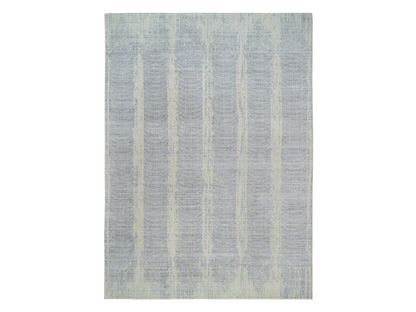 Grey 9'10" x 14'0" Modern / Contemporary Handloom Wool/Silk Rug - Sku: O063794