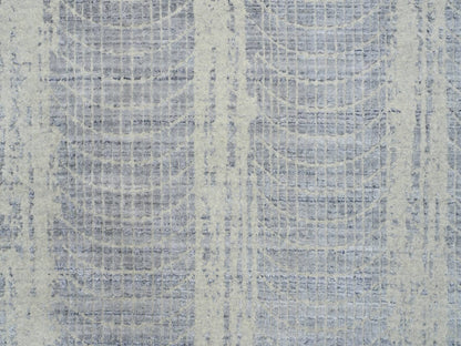 Grey 9'10" x 14'0" Modern / Contemporary Handloom Wool/Silk Rug - Sku: O063794