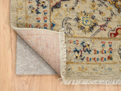 Transitional hand-knotted wool/pure silk rug in Beige, 5'3" x 7' — SKU O063796 (view 3)