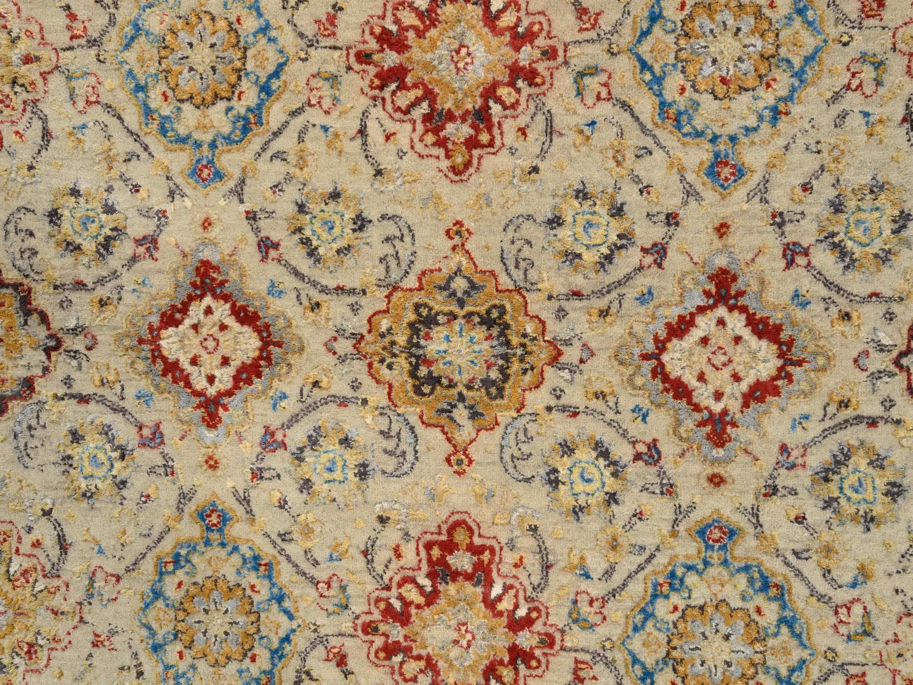 Transitional hand-knotted wool/pure silk rug in Beige, 5'3" x 7' — SKU O063796 (view 5)