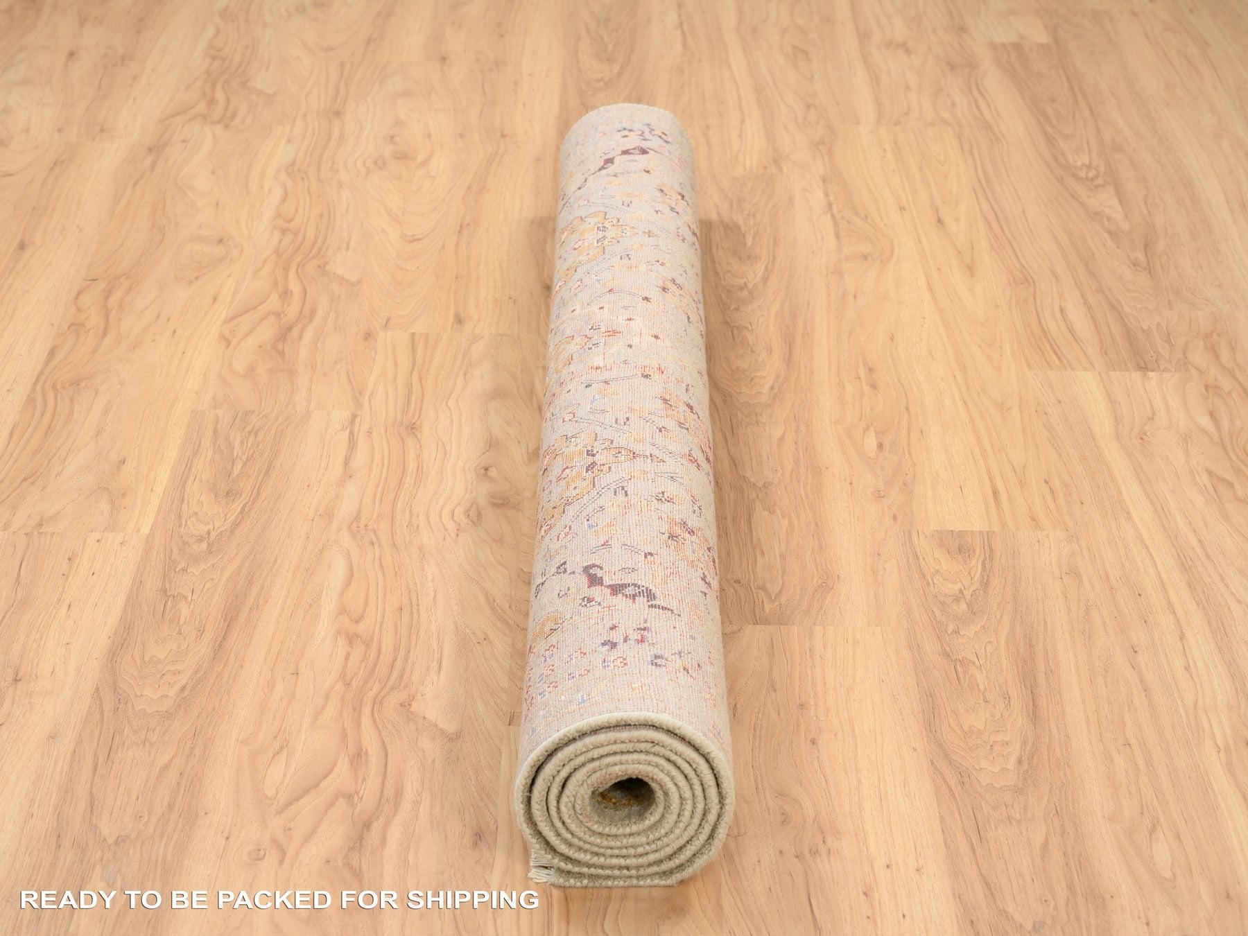 Transitional hand-knotted wool/pure silk rug in Beige, 5'3" x 7' — SKU O063796 (view 6)