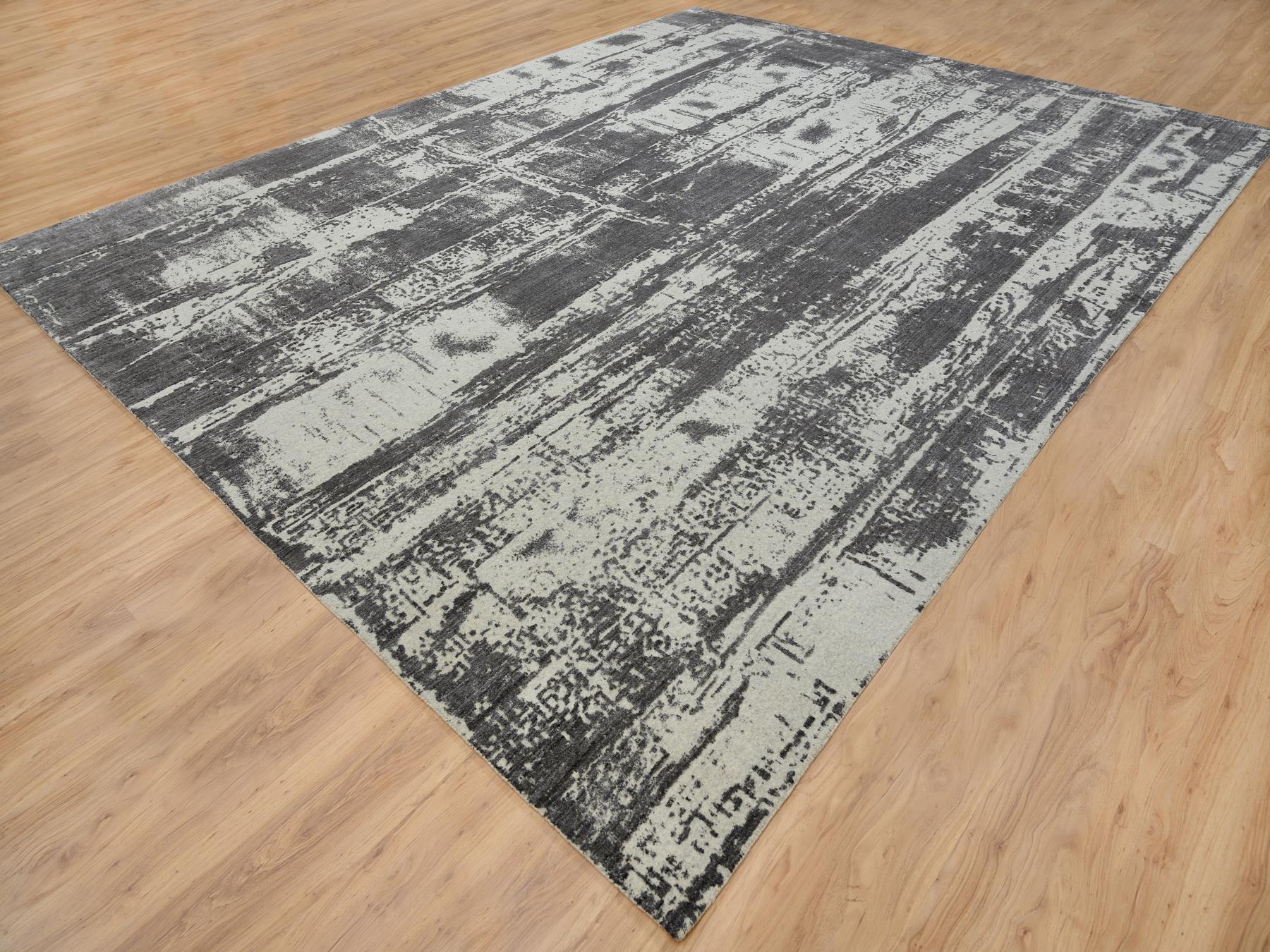 Modern / Contemporary hand-knotted wool rug in Black, 12' x 15' — SKU O063803 (view 3)