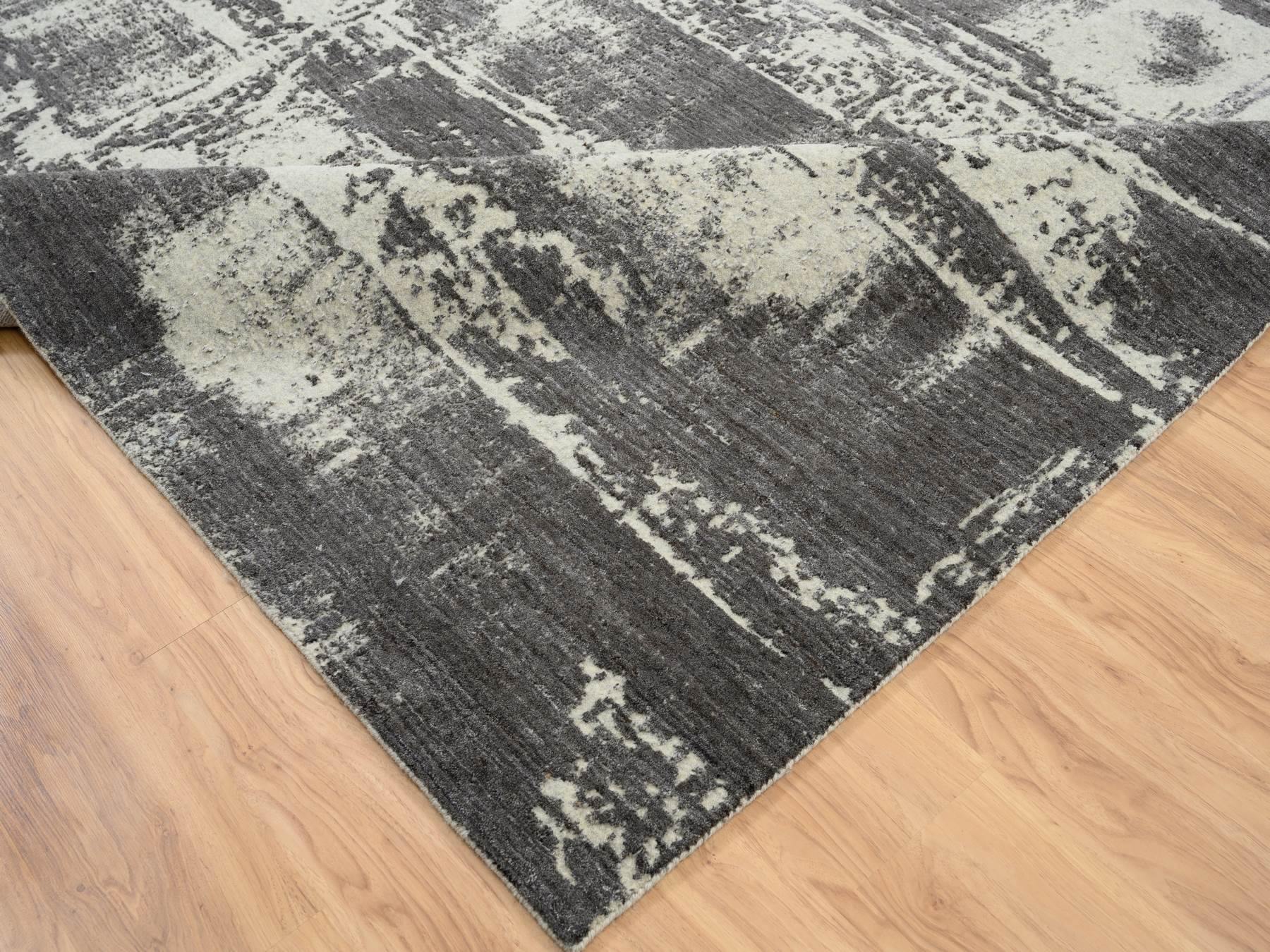 Modern / Contemporary hand-knotted wool rug in Black, 12' x 15' — SKU O063803 (view 6)
