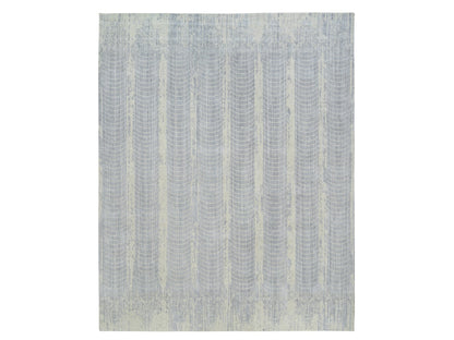 Grey 12'0" x 15'2" Modern / Contemporary Handloom Wool/Silk Rug - Sku: O063804