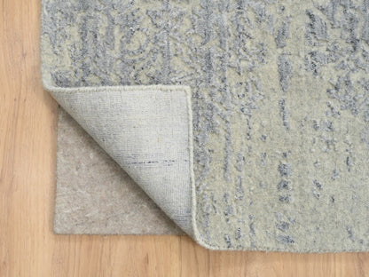 Grey 12'0" x 15'2" Modern / Contemporary Handloom Wool/Silk Rug - Sku: O063804