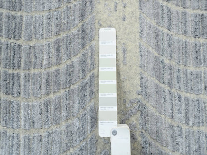 Grey 12'0" x 15'2" Modern / Contemporary Handloom Wool/Silk Rug - Sku: O063804