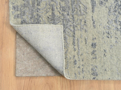 Grey 12'0" x 17'10" Modern / Contemporary Handloom Wool/Silk Rug - Sku: O063806