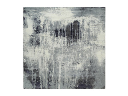 Modern / Contemporary hand-knotted wool/silk rug in Black, 10' x 10' — SKU O063808